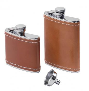 Glacier Stainless Leather Wrapped Flask- 6 fl. oz.